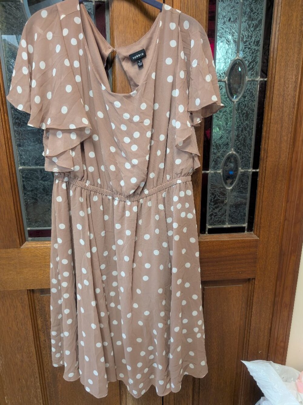 Womens polka-dot midi dress, size 14-16